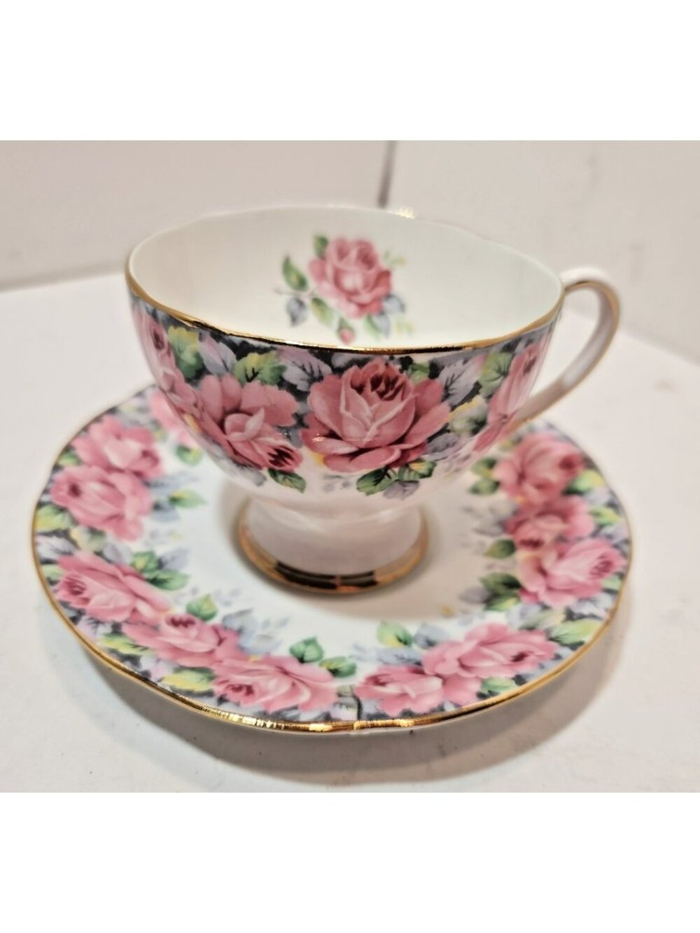 Vtg Royal Standard Rose of Sharon Pink Roses Bone China Teacup & Saucer England